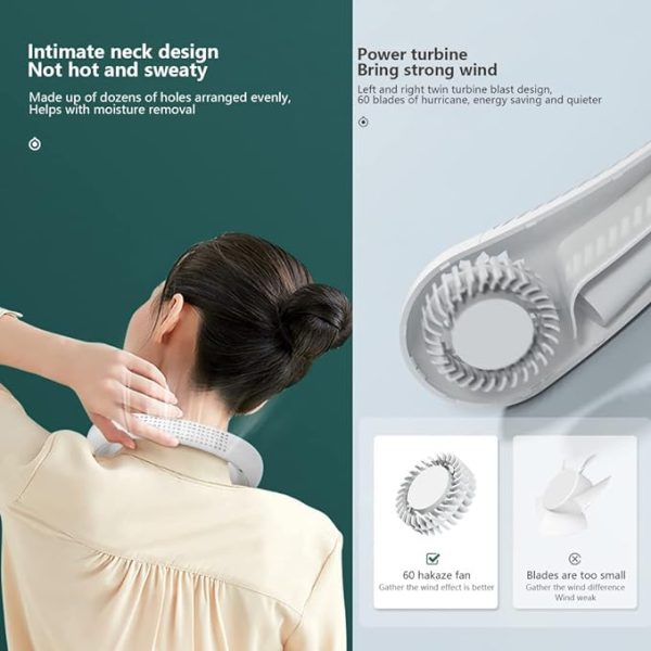 Portable Neck Fan, Hands Free Bladeless Fan.