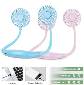 Portable Neck Fan – Usb Neckband With Rechargeable Battery (random Colors)